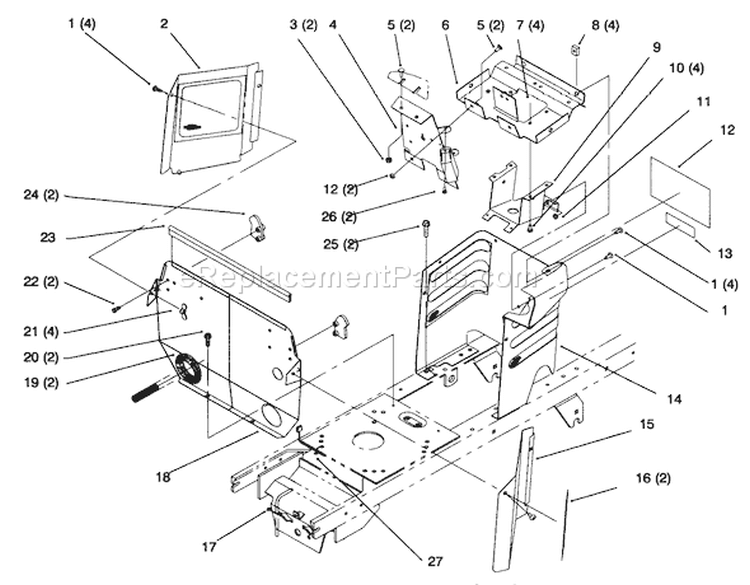Hoodstand and Firewall Diagram and Parts List for 72064 6900001-6999999 - 1996 Toro Lawn Tractor