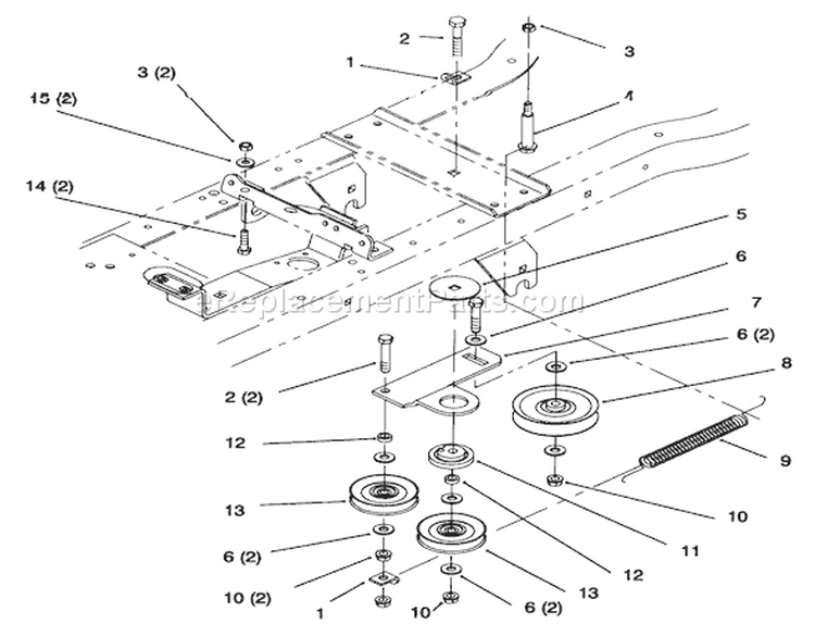 Hydro Drive Components Diagram and Parts List for 72064 6900001-6999999 - 1996 Toro Lawn Tractor