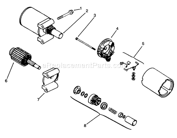 Starting System Diagram and Parts List for 72064 6900001-6999999 - 1996 Toro Lawn Tractor