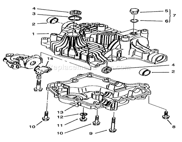 Transaxle Case Diagram and Parts List for 72064 6900001-6999999 - 1996 Toro Lawn Tractor