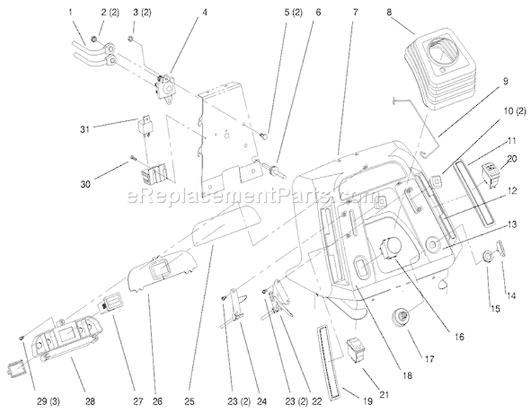 Dash Diagram and Parts List for 72046 7900001-7999999 - 1997 Toro Lawn Tractor