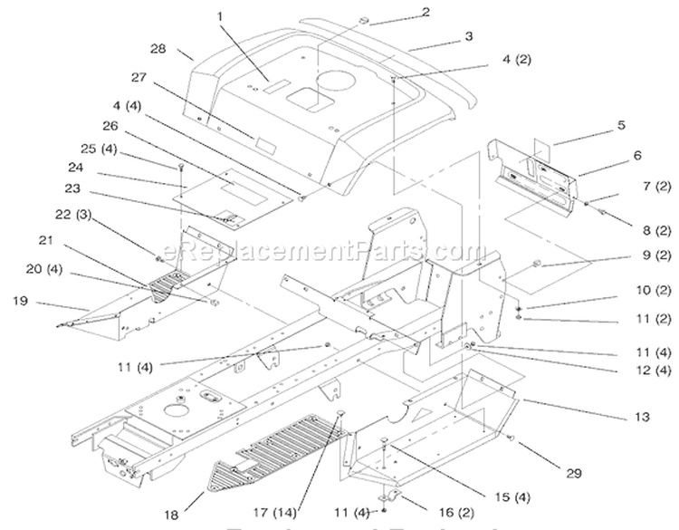 Fender And Footrest Diagram and Parts List for 72046 7900001-7999999 - 1997 Toro Lawn Tractor