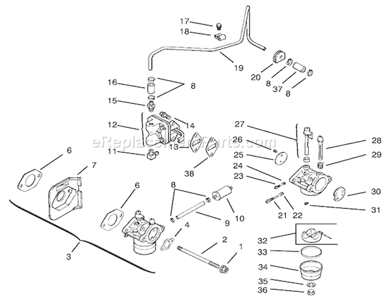 Fuel System Diagram and Parts List for 72046 7900001-7999999 - 1997 Toro Lawn Tractor
