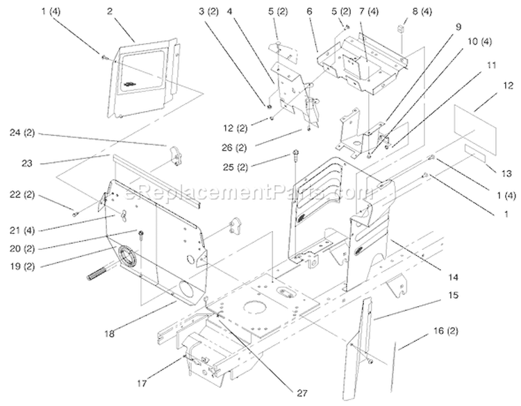Hoodstand And Firewall Diagram and Parts List for 72046 7900001-7999999 - 1997 Toro Lawn Tractor
