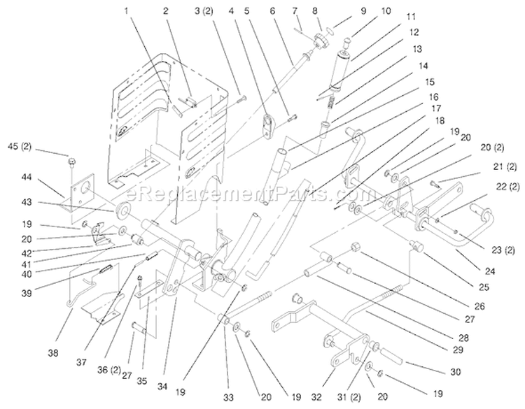 Lift Lever And Height Of Cut Diagram and Parts List for 72046 7900001-7999999 - 1997 Toro Lawn Tractor