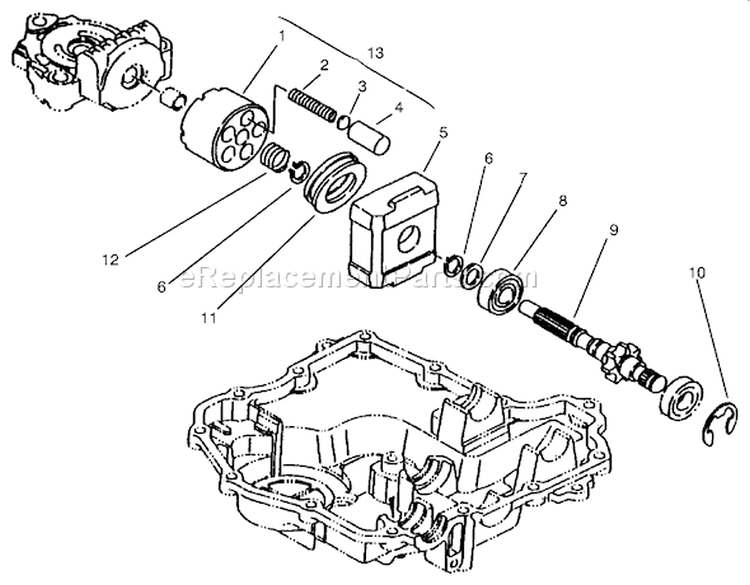 Motor Shaft Diagram and Parts List for 72046 7900001-7999999 - 1997 Toro Lawn Tractor