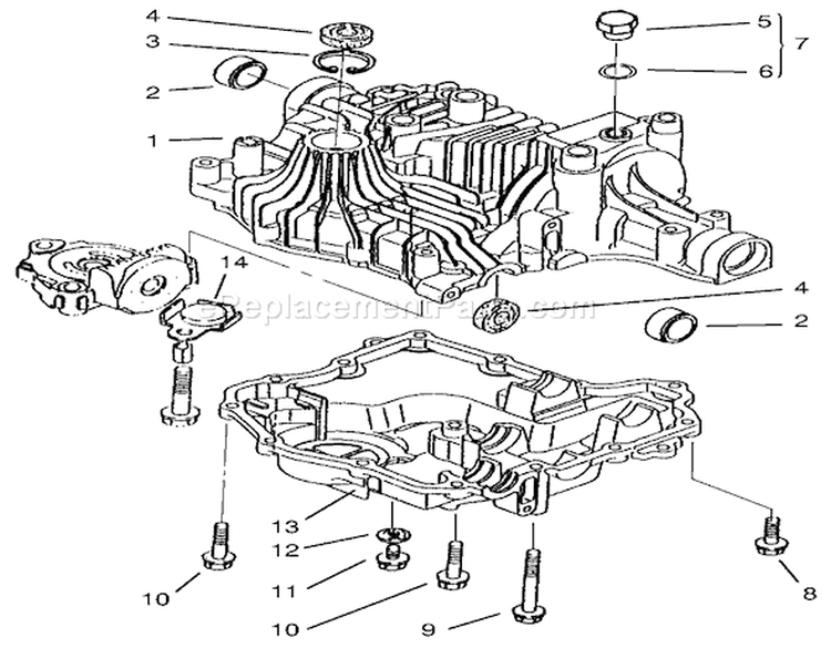 Transaxle Case Diagram and Parts List for 72046 7900001-7999999 - 1997 Toro Lawn Tractor