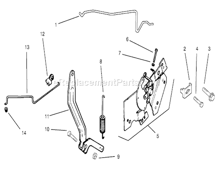 Engine Controls Diagram and Parts List for 72064 8900001-8900599 - 1998 Toro Lawn Tractor