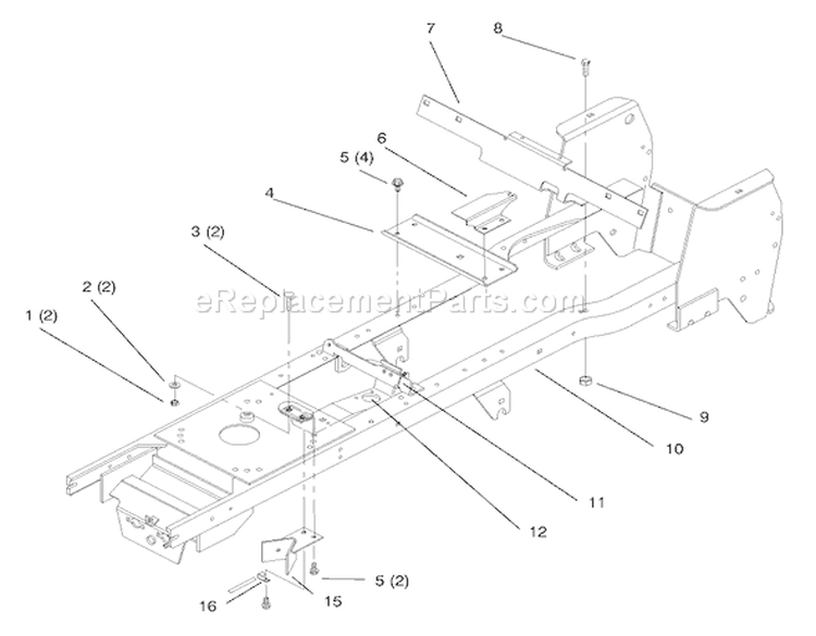 Frame Diagram and Parts List for 72064 8900001-8900599 - 1998 Toro Lawn Tractor
