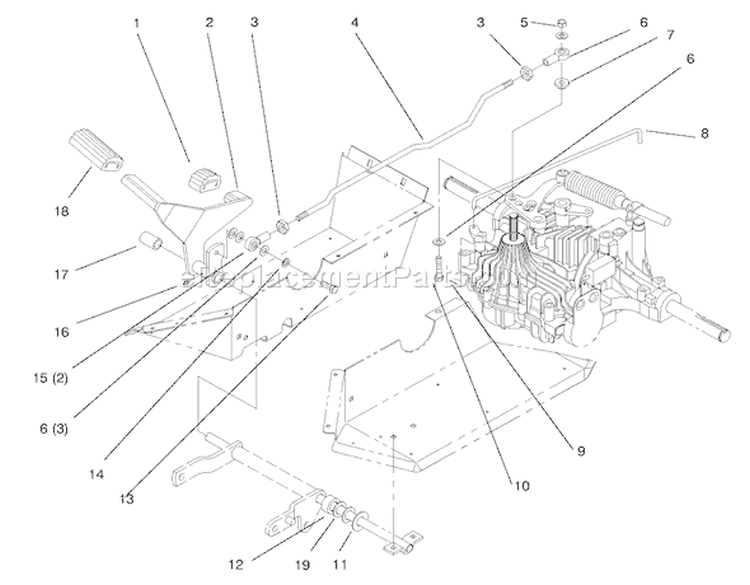 Hydro Control Diagram and Parts List for 72064 8900001-8900599 - 1998 Toro Lawn Tractor