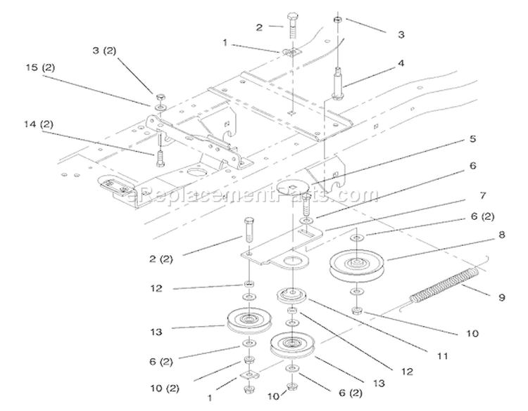 Hydro Drive Components Diagram and Parts List for 72064 8900001-8900599 - 1998 Toro Lawn Tractor