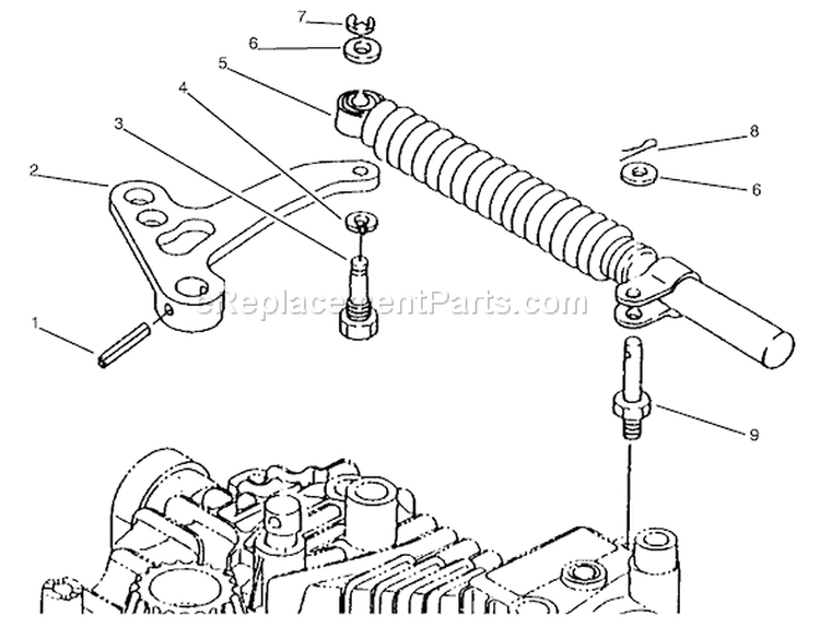 Lever Damper Diagram and Parts List for 72064 8900001-8900599 - 1998 Toro Lawn Tractor