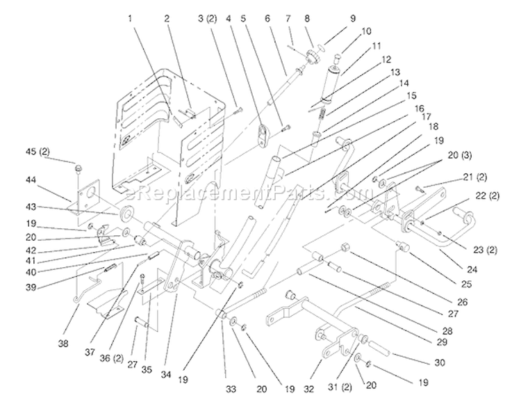 Lift Lever and Height Of Cut Diagram and Parts List for 72064 8900001-8900599 - 1998 Toro Lawn Tractor