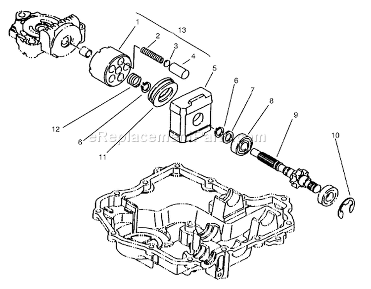 Motor Shaft Diagram and Parts List for 72064 8900001-8900599 - 1998 Toro Lawn Tractor