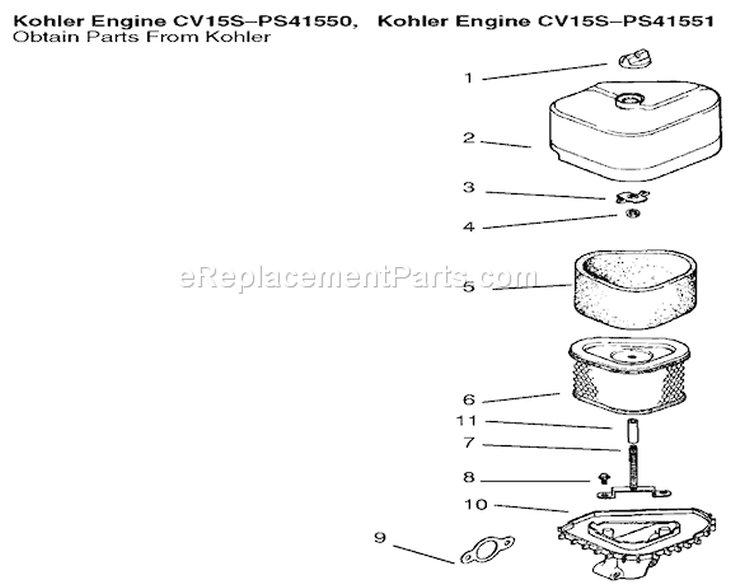 Air Intake/Filtration Diagram and Parts List for 72070 9900001-9999999 - 1999 Toro Lawn Tractor