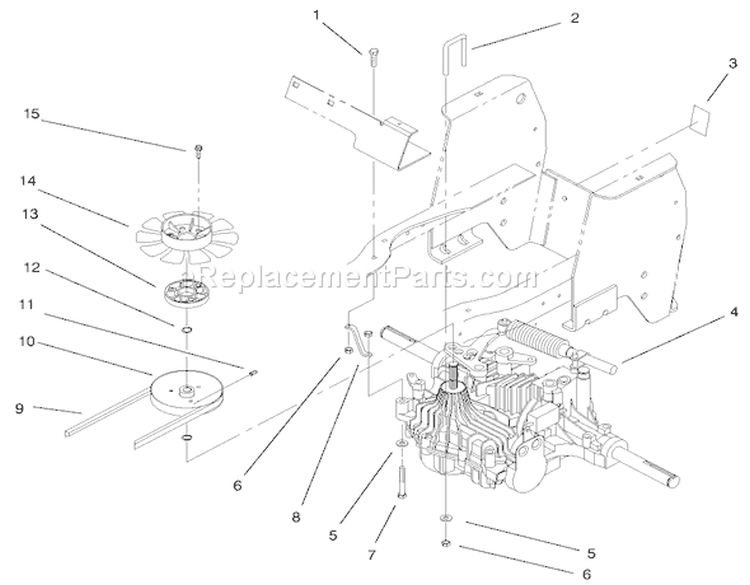 Hydro Transaxle Assembly Diagram and Parts List for 72070 9900001-9999999 - 1999 Toro Lawn Tractor