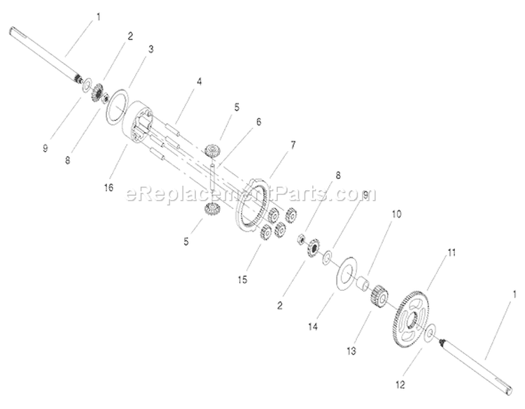 Differential Gear Assembly Diagram and Parts List for 72071 200000001-200999999 - 2000 Toro Lawn Tractor