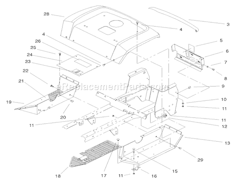 Fender & Footrest Assembly Diagram and Parts List for 72071 200000001-200999999 - 2000 Toro Lawn Tractor