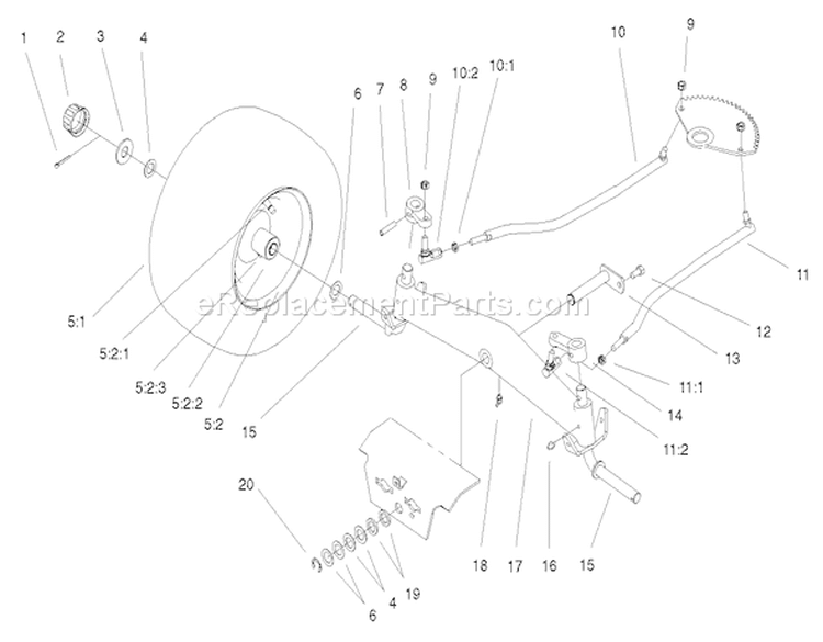 Front Axle Assembly Diagram and Parts List for 72071 200000001-200999999 - 2000 Toro Lawn Tractor