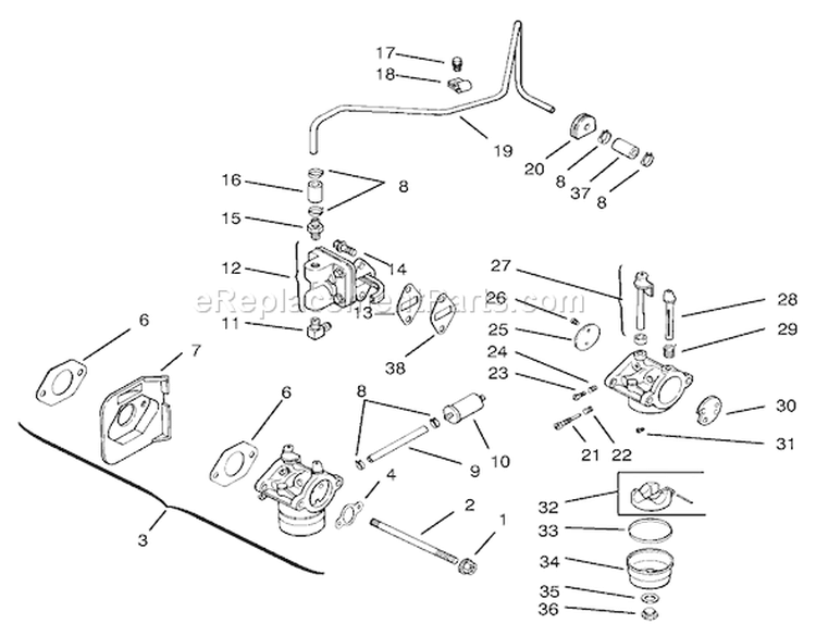 Fuel System Diagram and Parts List for 72071 200000001-200999999 - 2000 Toro Lawn Tractor