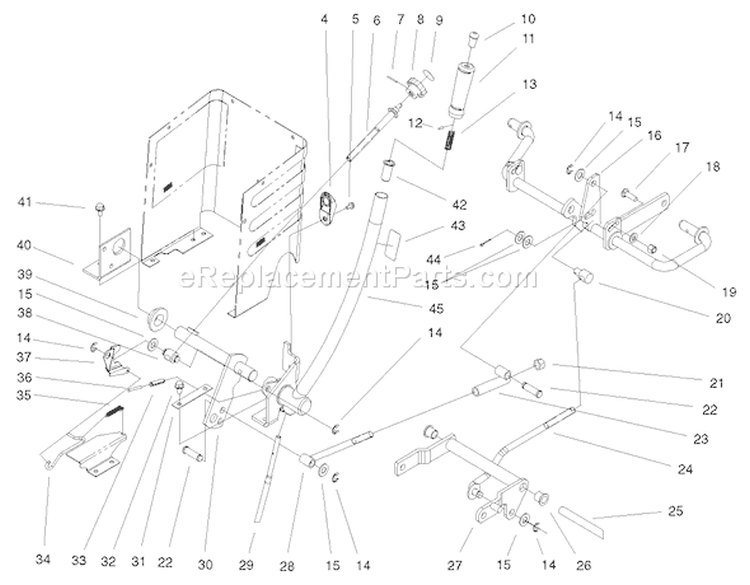 Lift Lever and H.O.C. Assembly Diagram and Parts List for 72071 200000001-200999999 - 2000 Toro Lawn Tractor