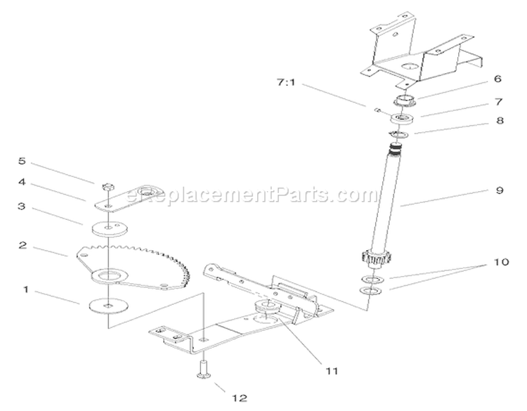 Lower Steering Assembly Diagram and Parts List for 72071 200000001-200999999 - 2000 Toro Lawn Tractor