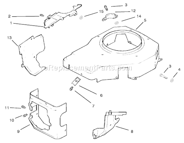 Blower Housing and Baffles Diagram and Parts List for 72071 200000001-200999999 - 2000 Toro Lawn Tractor