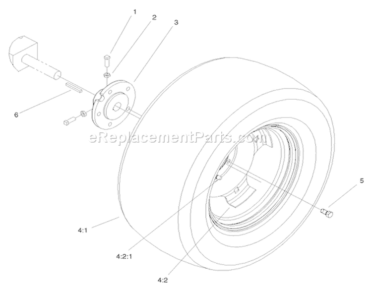 Rear Wheel Assembly Diagram and Parts List for 72071 200000001-200999999 - 2000 Toro Lawn Tractor