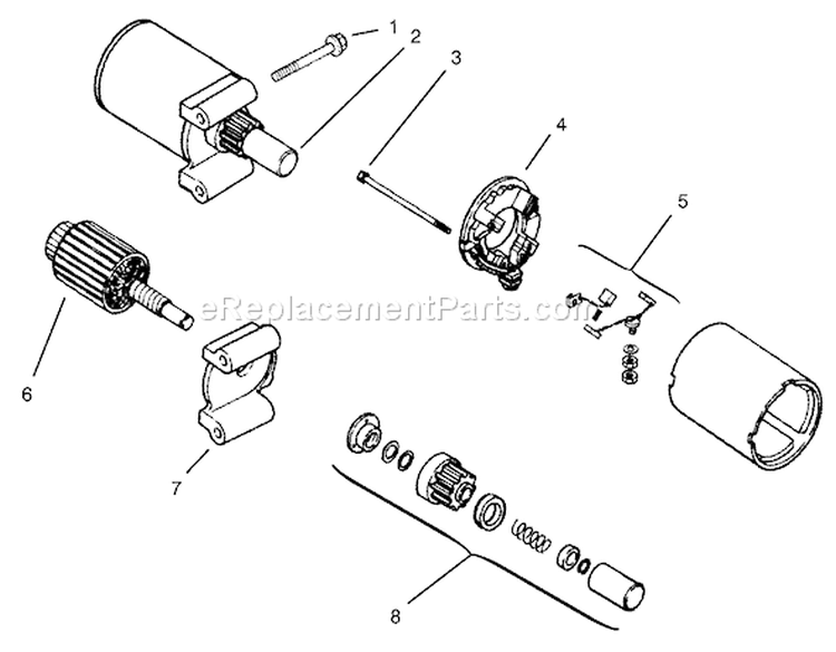 Starting System Diagram and Parts List for 72071 200000001-200999999 - 2000 Toro Lawn Tractor