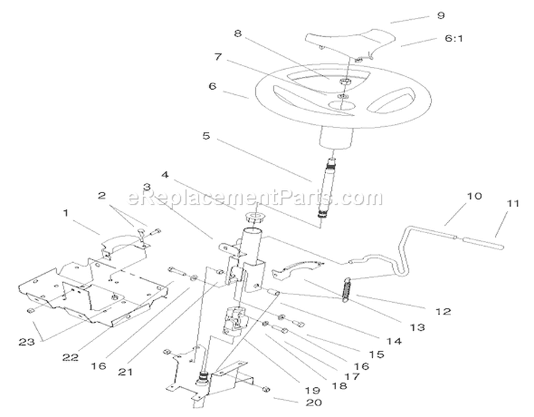 Steering Wheel & Tilt Assembly Diagram and Parts List for 72071 200000001-200999999 - 2000 Toro Lawn Tractor