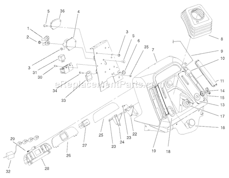Dash Assembly Diagram and Parts List for 72052 220000001-220999999 - 2002 Toro Lawn Tractor