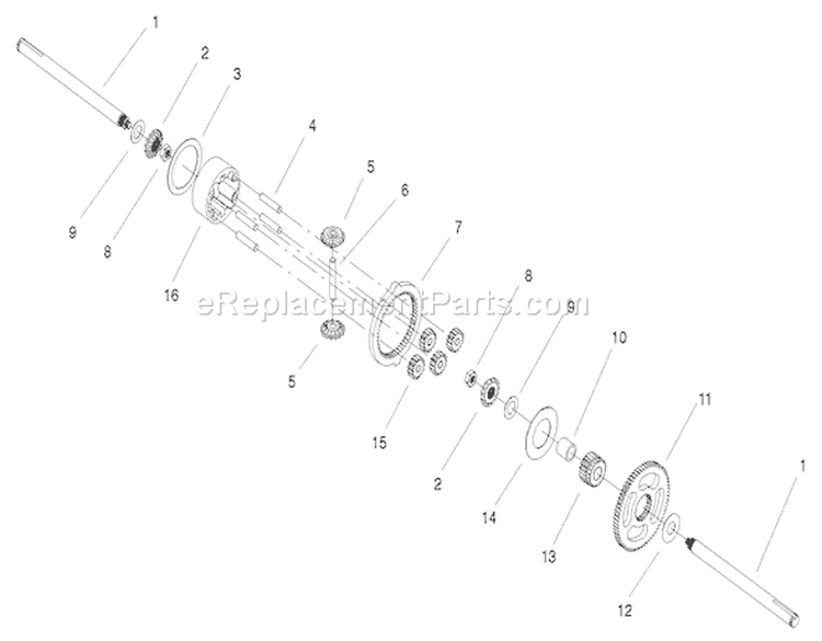 Differential Gear Assembly Diagram and Parts List for 72052 220000001-220999999 - 2002 Toro Lawn Tractor