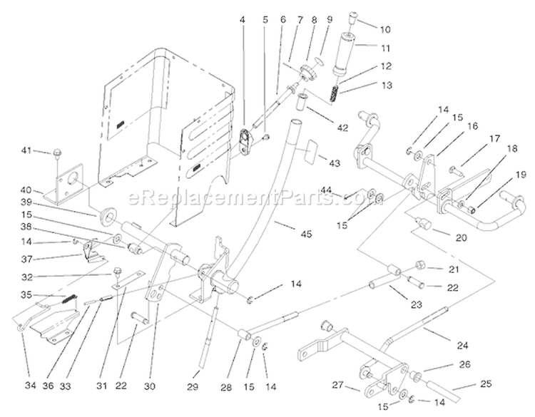 Lift Lever Arm And Height-Of-Cut Assembly Diagram and Parts List for 72052 220000001-220999999 - 2002 Toro Lawn Tractor