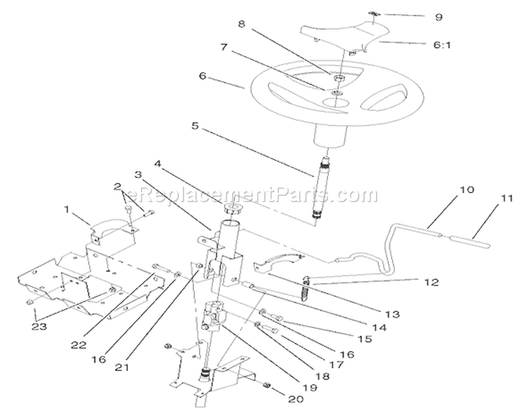 Steering Wheel And Tilt Assembly Diagram and Parts List for 72052 220000001-220999999 - 2002 Toro Lawn Tractor