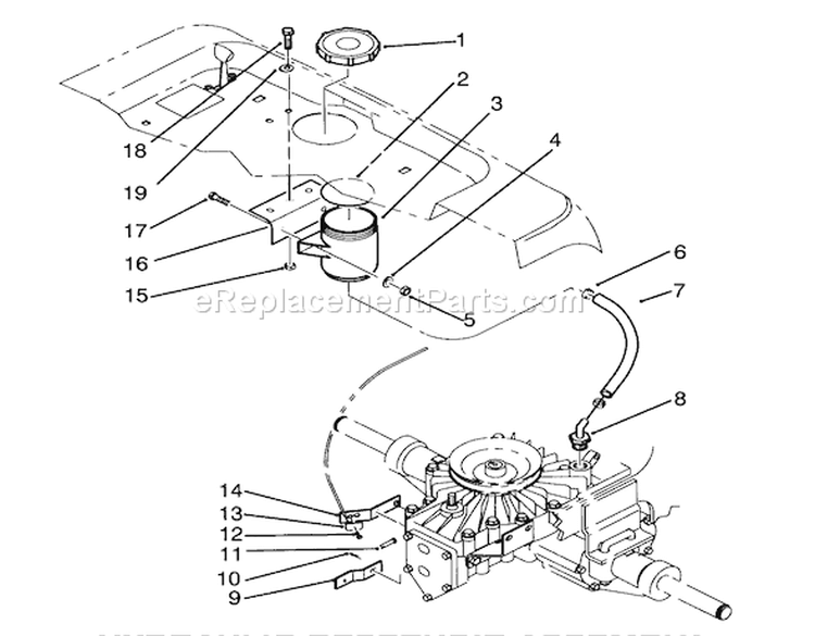 Hydraulic Reservoir Assembly Diagram and Parts List for 72081 3900001-3999999 - 1993 Toro Lawn Tractor