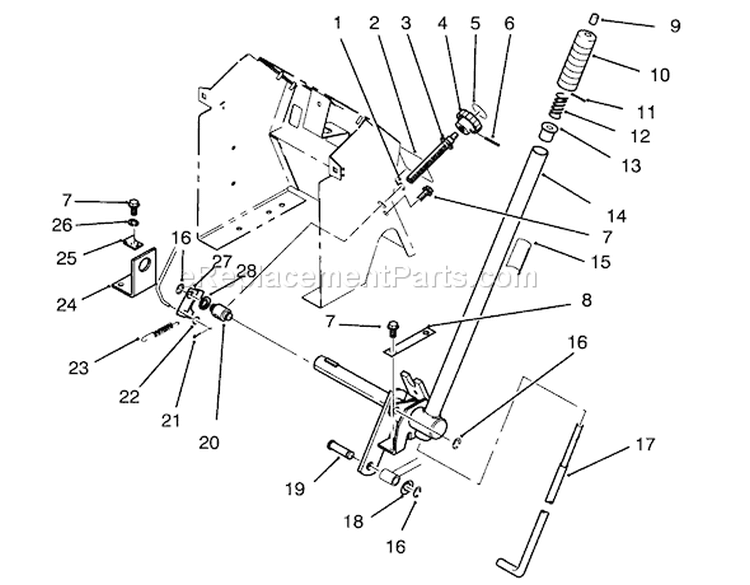 Lift Bar Linkage Assembly Diagram and Parts List for 72081 3900001-3999999 - 1993 Toro Lawn Tractor