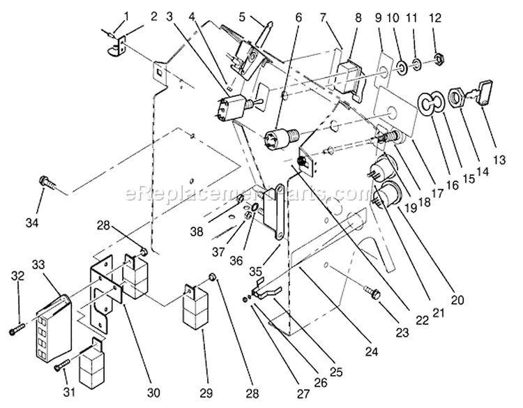 Dash Assembly Diagram and Parts List for 72081 3900001-3999999 - 1993 Toro Lawn Tractor