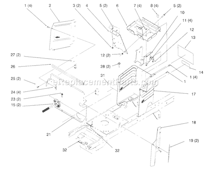 Hoodstand And Firewall Diagram and Parts List for 72084 6900001-6999999 - 1996 Toro Lawn Tractor