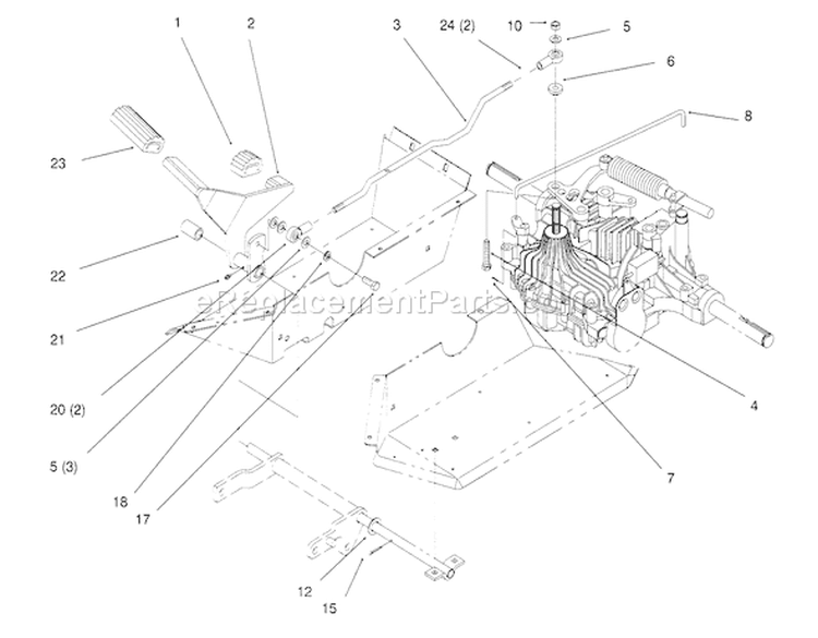 Hydro Control Diagram and Parts List for 72084 6900001-6999999 - 1996 Toro Lawn Tractor