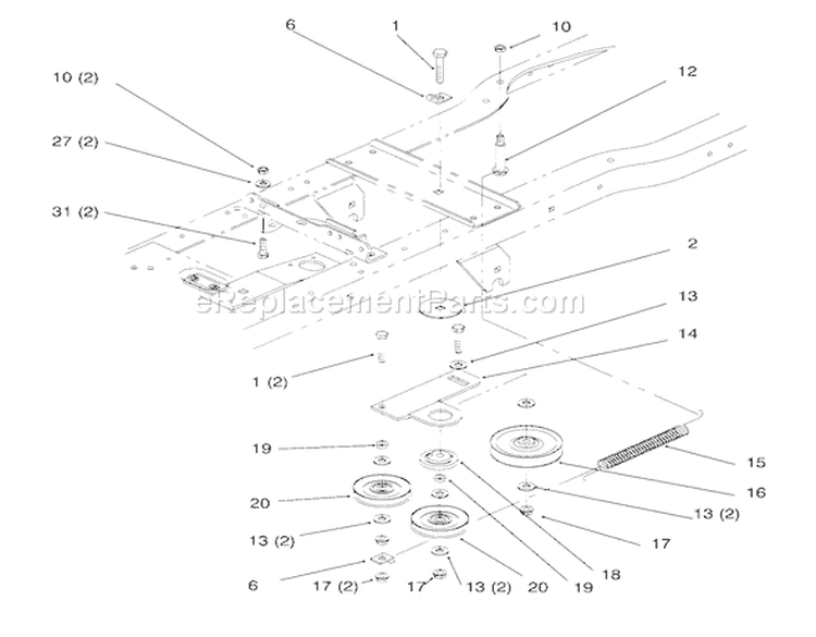 Hydro Drive Components Diagram and Parts List for 72084 6900001-6999999 - 1996 Toro Lawn Tractor