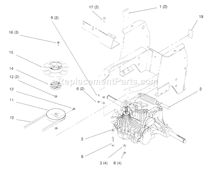 Hydro Transaxle Diagram and Parts List for 72084 6900001-6999999 - 1996 Toro Lawn Tractor