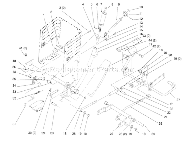 Lift Lever And Height Of Cut Diagram and Parts List for 72084 6900001-6999999 - 1996 Toro Lawn Tractor