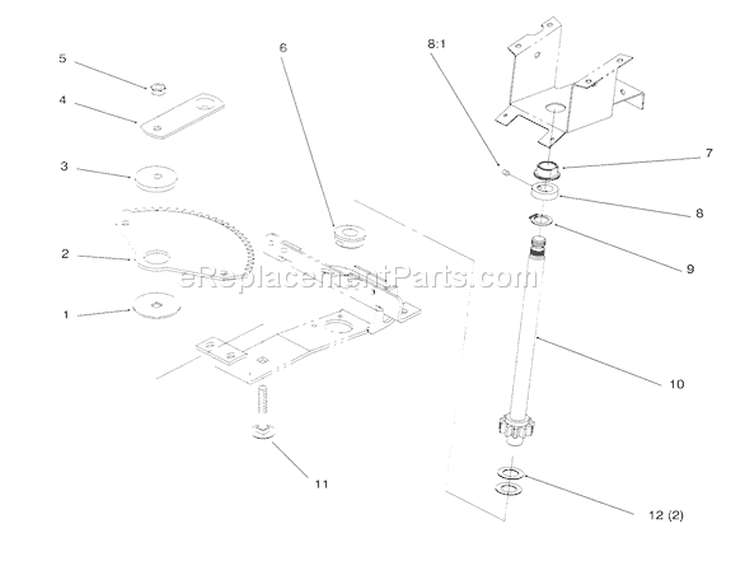 Lower Steering Diagram and Parts List for 72084 6900001-6999999 - 1996 Toro Lawn Tractor