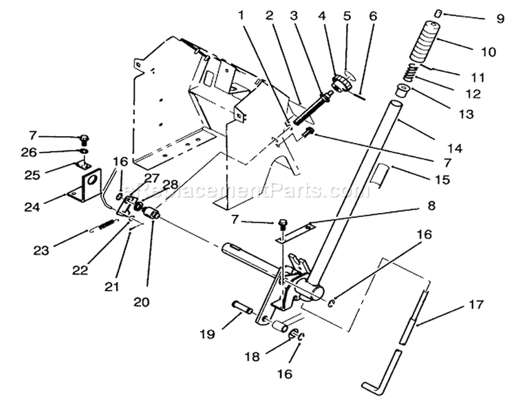 Lift Bar Linkage Assembly Diagram and Parts List for 72101 3900001-3999999 - 1993 Toro Lawn Tractor