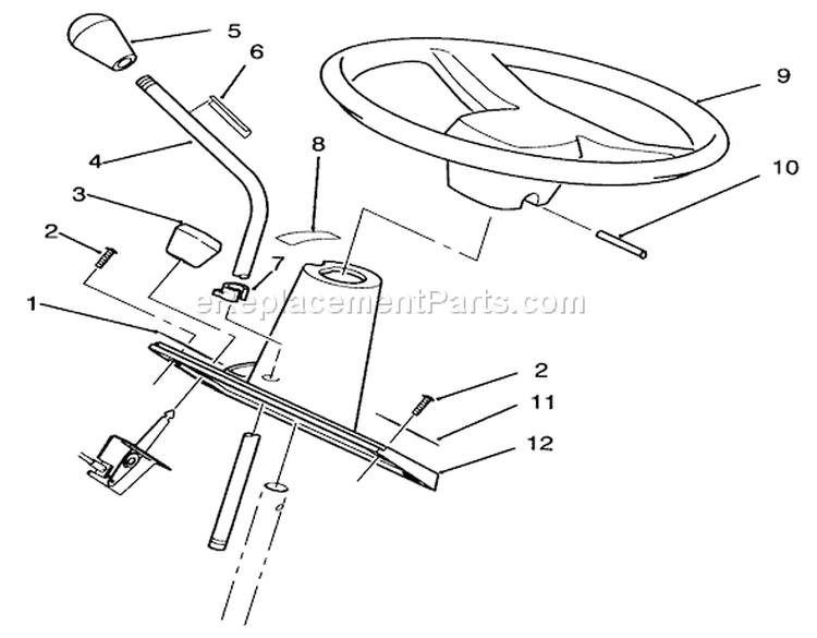 Steering Wheel And Console Assembly Diagram and Parts List for 72101 3900001-3999999 - 1993 Toro Lawn Tractor