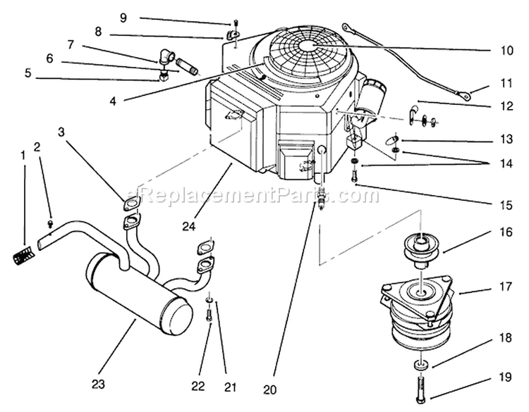 Engine And Clutch Diagram and Parts List for 72101 3900001-3999999 - 1993 Toro Lawn Tractor