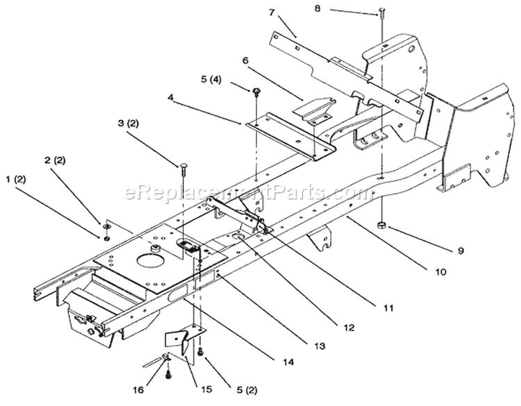 Frame Diagram and Parts List for 72102 6900001-6999999 - 1996 Toro Lawn Tractor