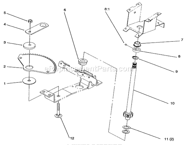 Lower Steering Diagram and Parts List for 72102 6900001-6999999 - 1996 Toro Lawn Tractor