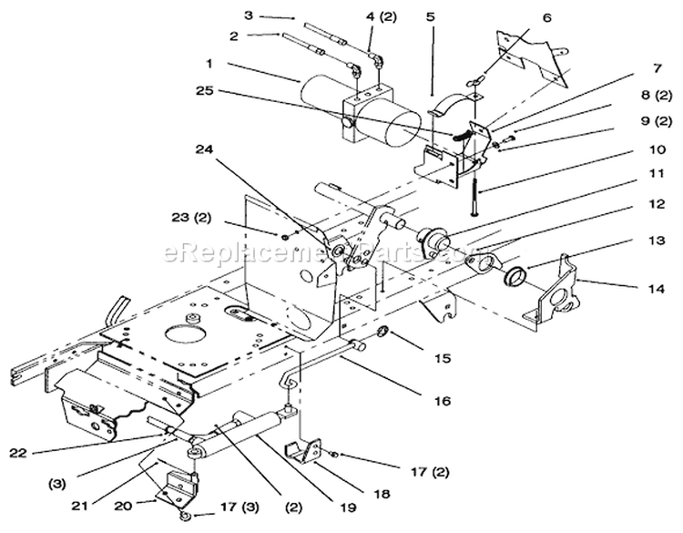 Power Lift Diagram and Parts List for 72102 6900001-6999999 - 1996 Toro Lawn Tractor