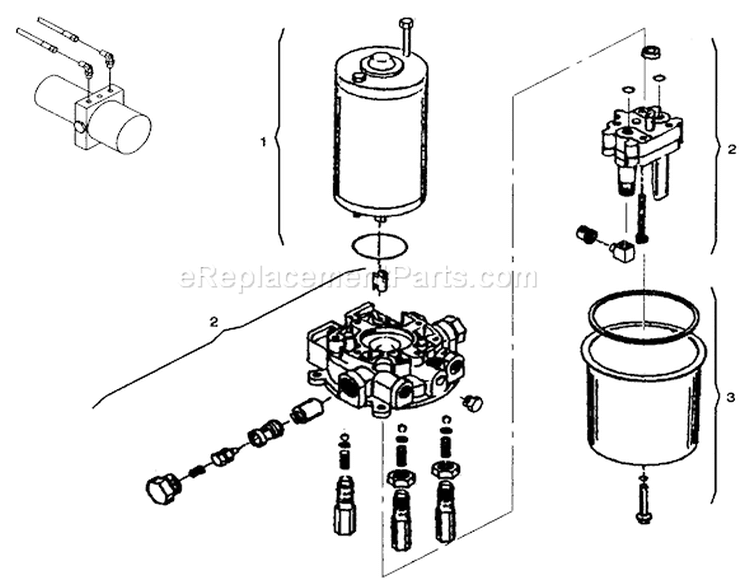 Pump Assembly Diagram and Parts List for 72102 6900001-6999999 - 1996 Toro Lawn Tractor